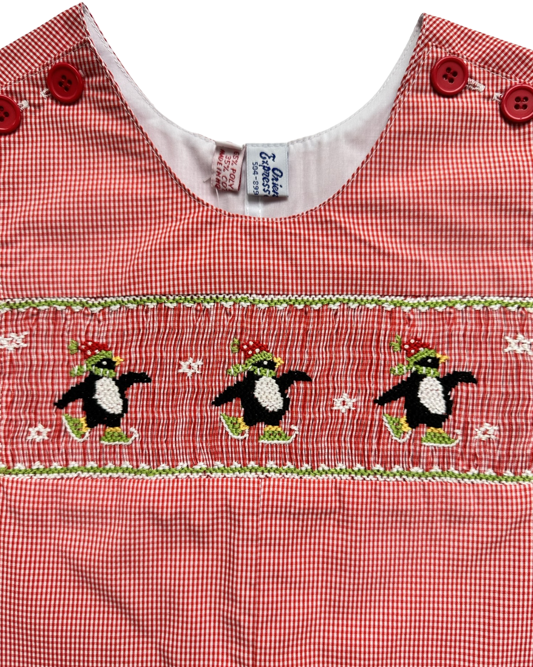2T Toddler Boy Orient Express Red Smocked Penguin Shortall