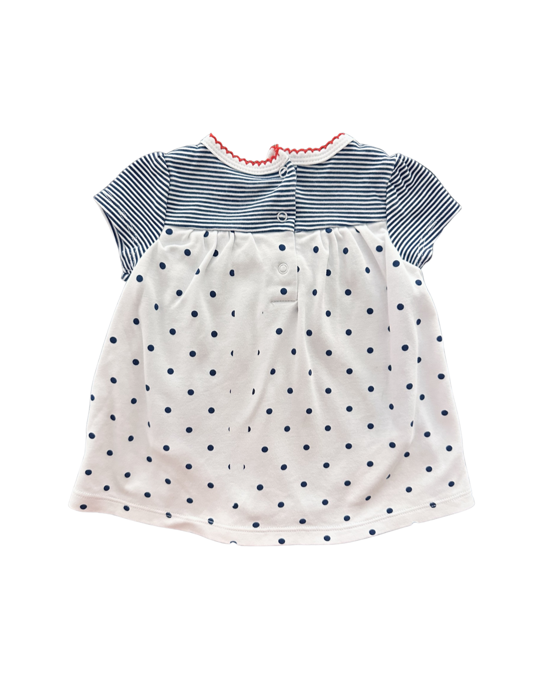 3M Baby Girl Little Me Navy / White Polka Dot Ladybug Onesie Dress
