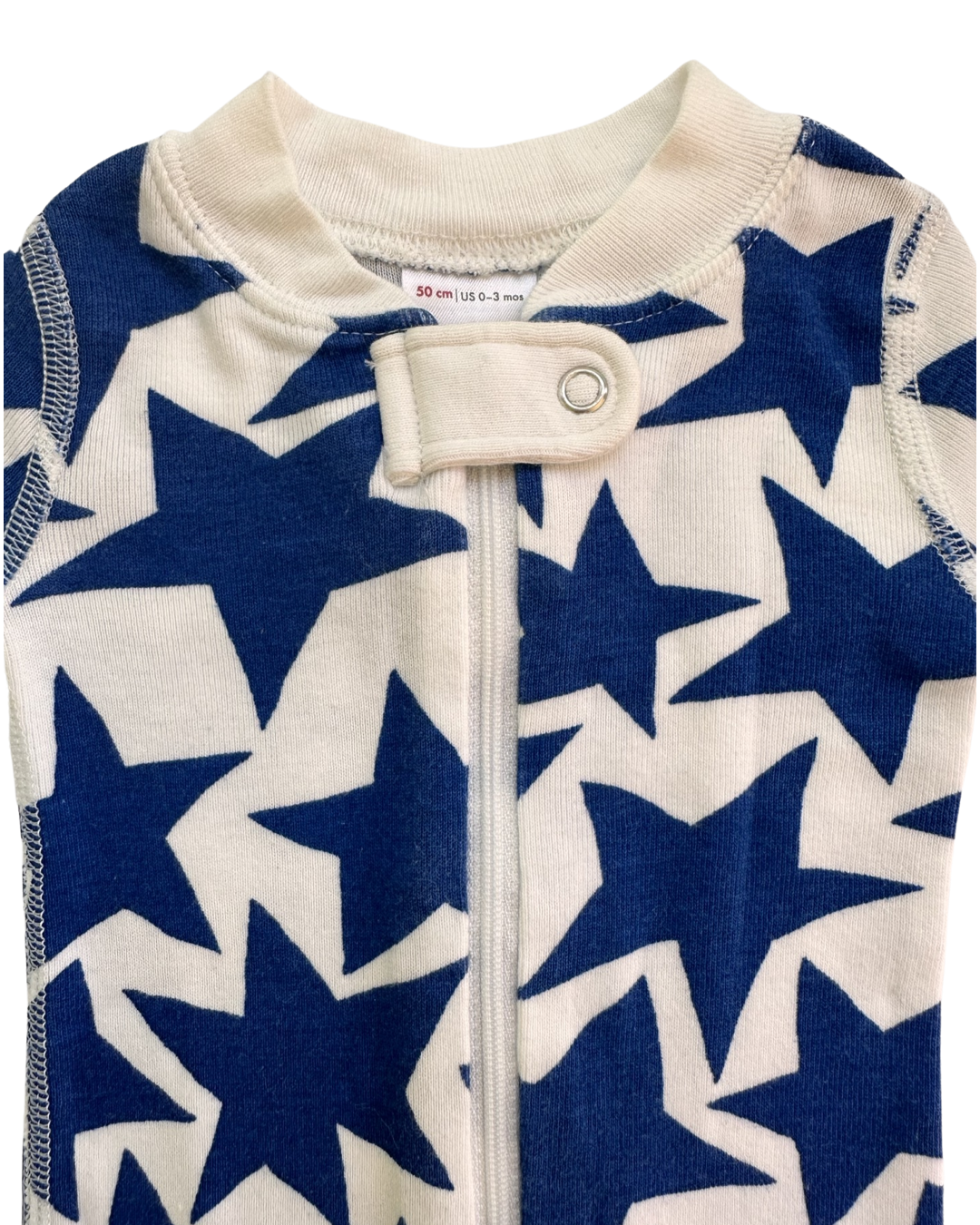 0-3M Baby Boy / Girl Blue Stars Hanna Andersson Zippered Sleeper PJs