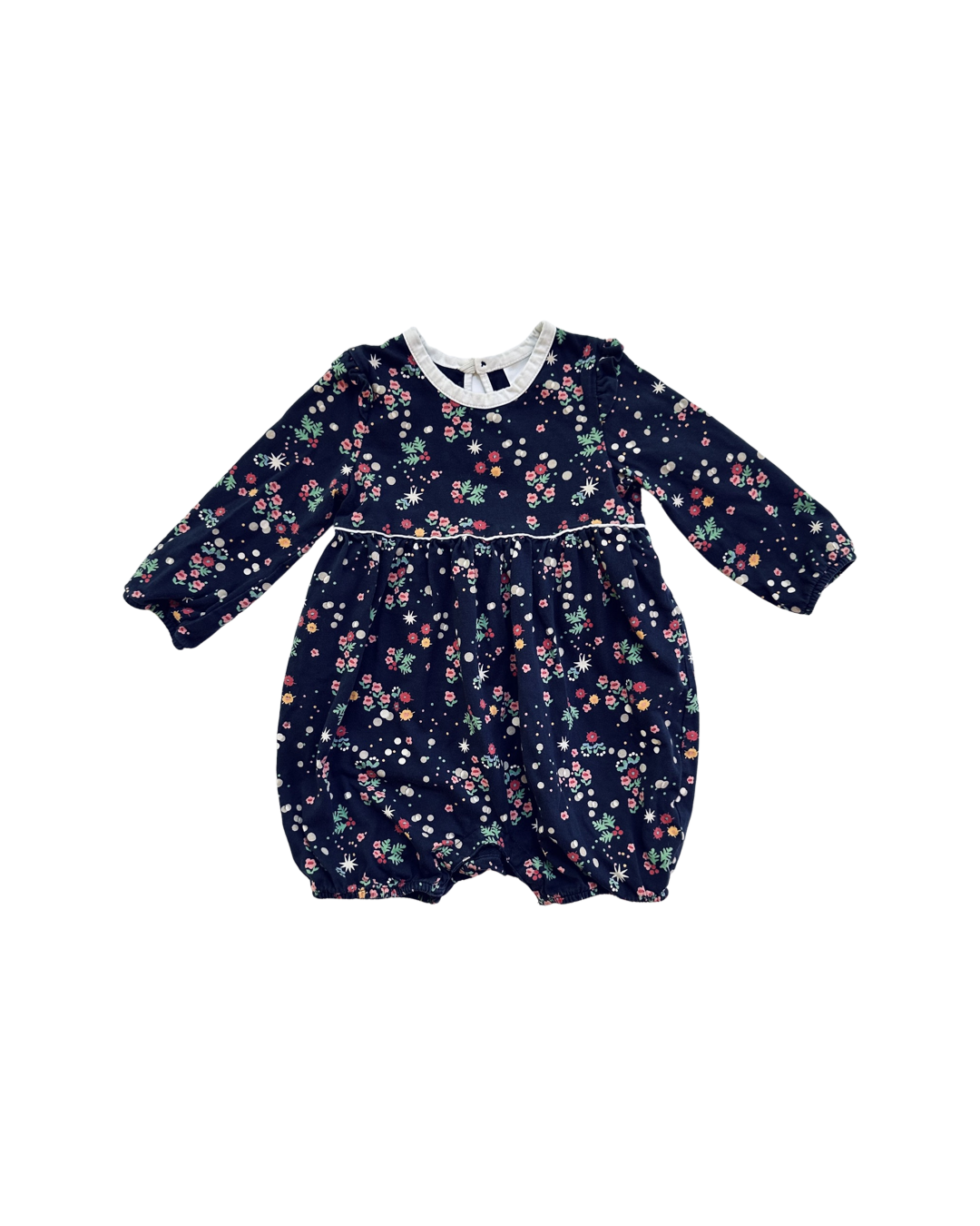 2T Toddler Girl Hanna Andersson Navy Floral along Sleeve Bubble