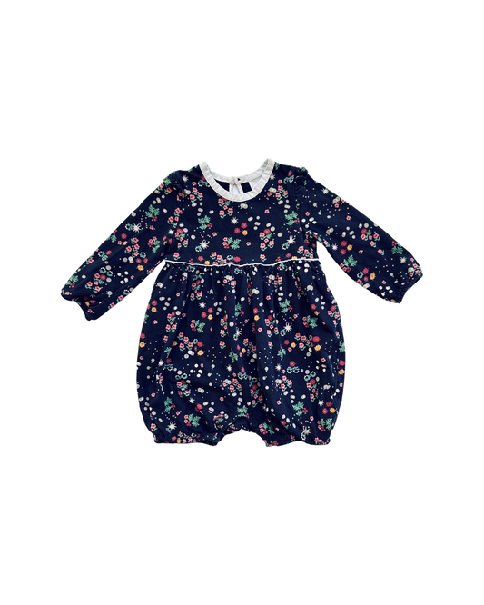 2T Toddler Girl Hanna Andersson Navy Floral along Sleeve Bubble