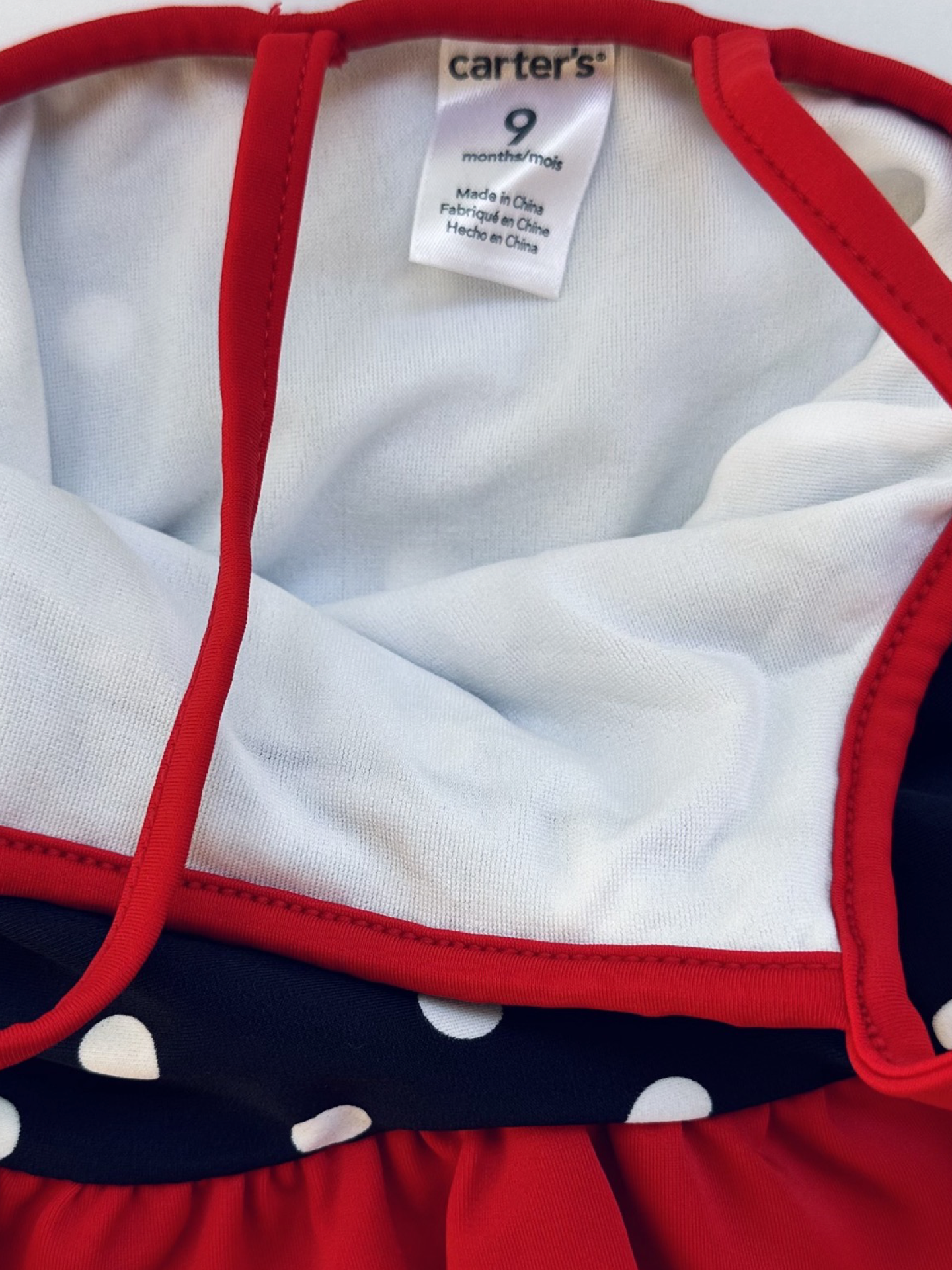 9M Baby Girl Carter’s Navy and White Polka Dot Swim Suit