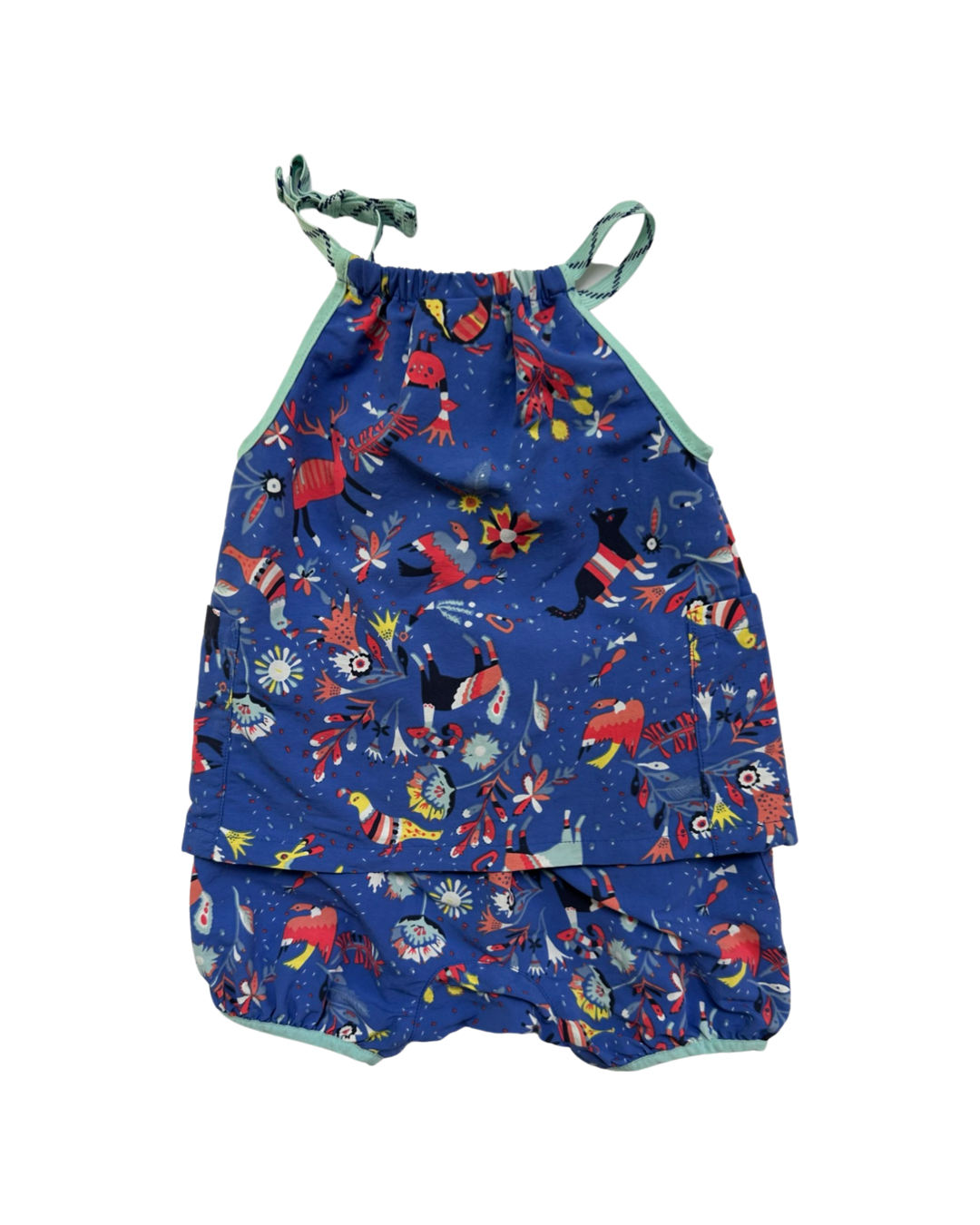 12M-18M Baby Girl Patagonia Mono Meadow Blue Baggies Outfit Set