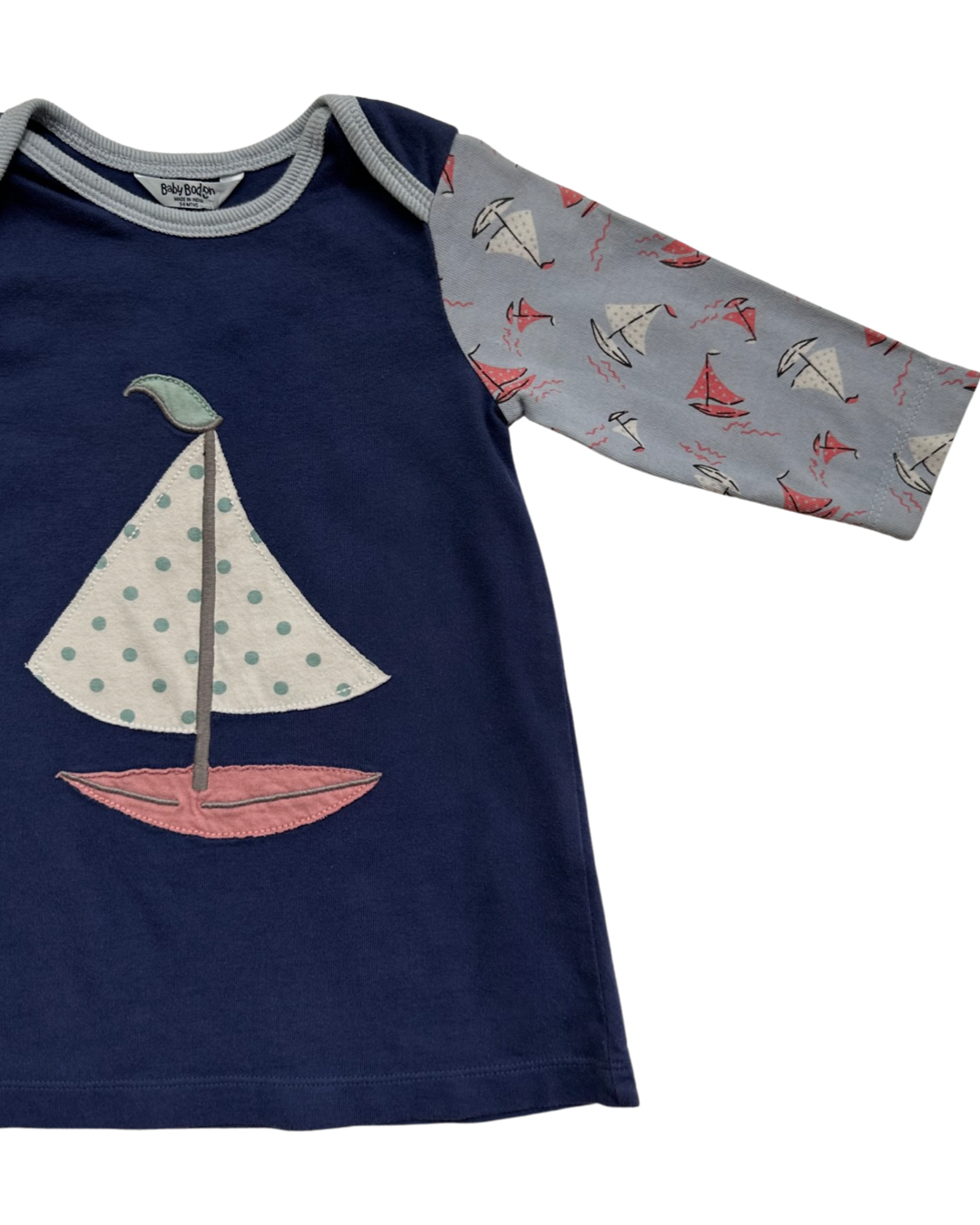 3-6M Baby Girl Baby Boden Dusty Blue Sailboat Dress
