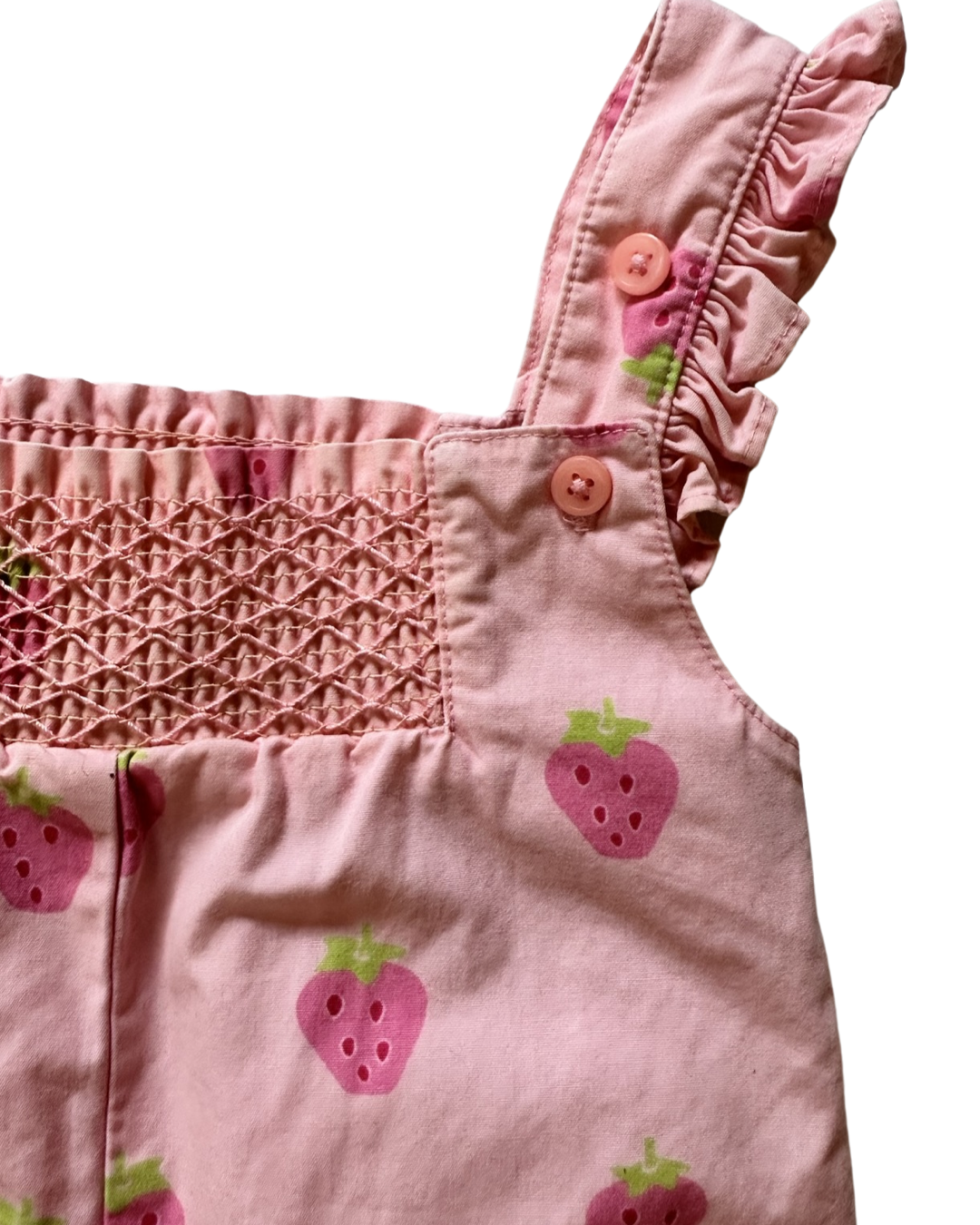 0-3M Baby Girl Gymboree Pink Strawberry Smocked Bubble Romper