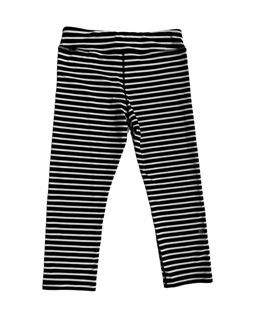 Youth Girls Size 12 Black and White Striped Athleta Girl Athletic Crop Leggings