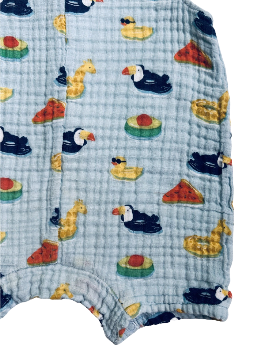 18M-24M Baby Boy Angel Dear Muslin Pool Floaties Shortie Romper