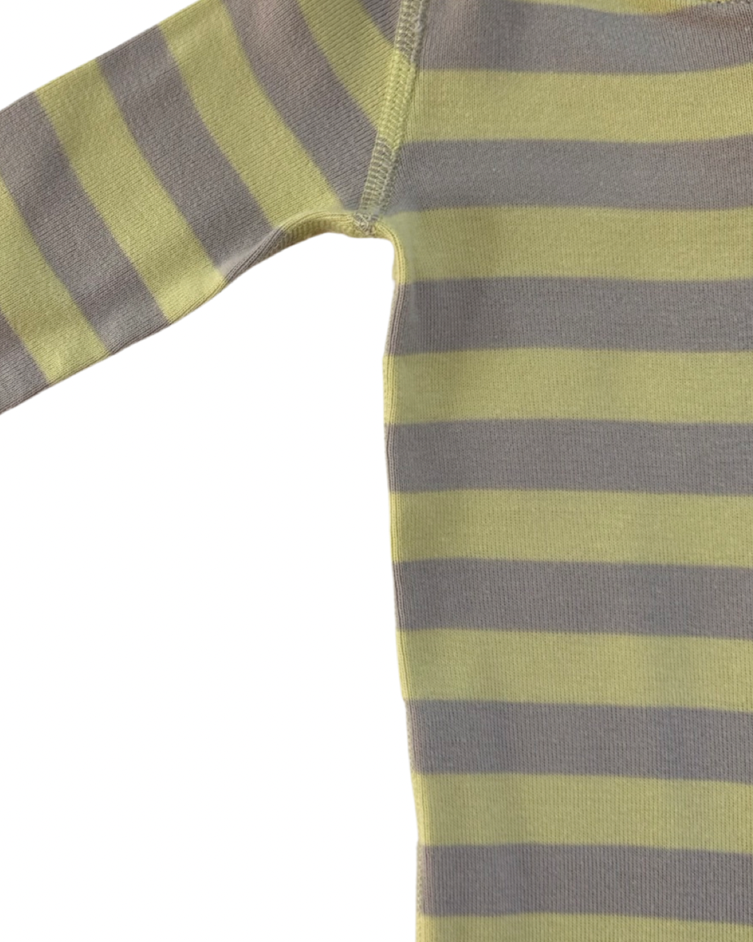 9M-12M Baby Boy Hanna Andersson Organic Cotton Citrus Yellow and Gray Striped Zippered Sleeper PJs
