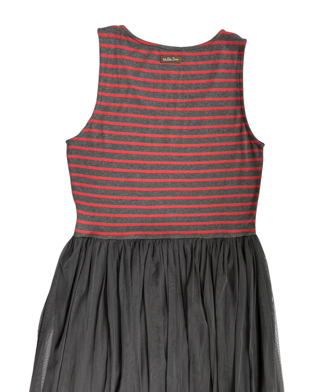 Women’s Size Large Matilda Jane ‘Twas the Night Grey & Red Striped Tulle Dress