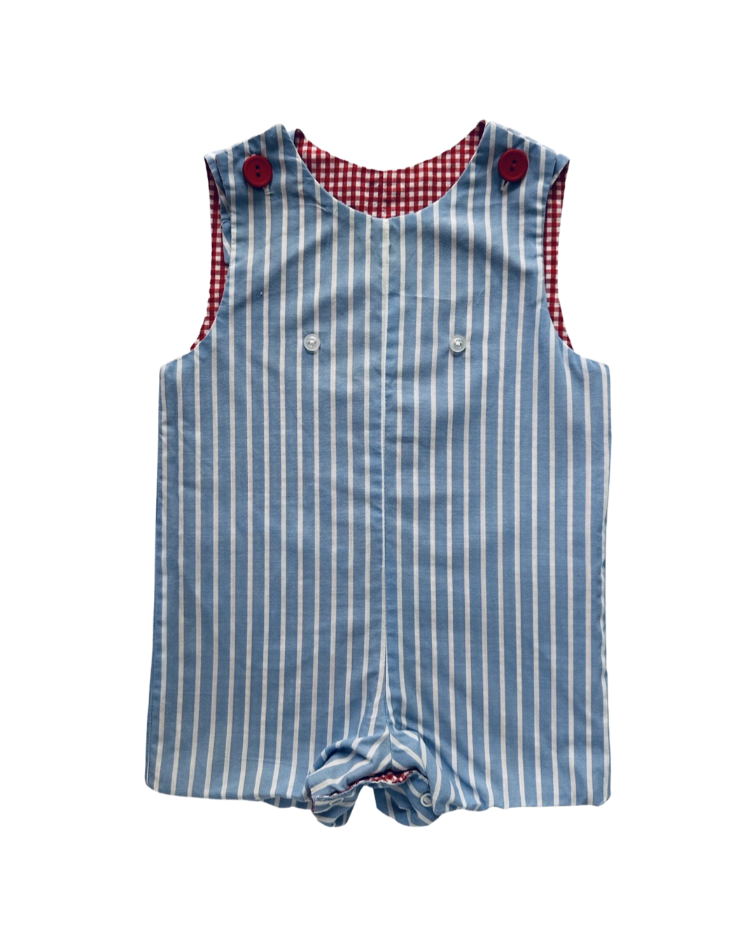 12M Baby Boy Kelly’s Kids Red Gingham Reversible Anchor Romper