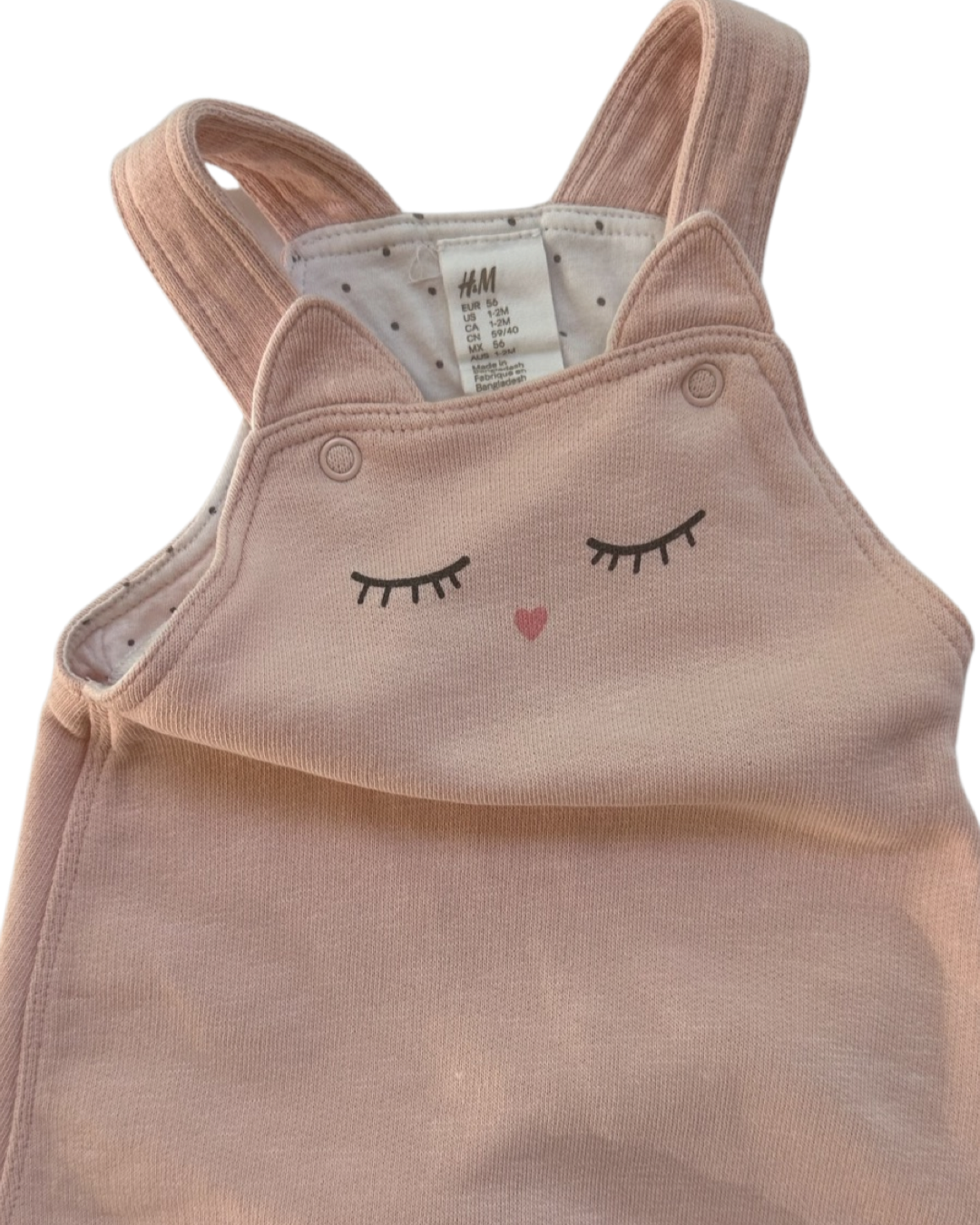 0-3M Baby Girl H&M Pink Kitty Overall Romper