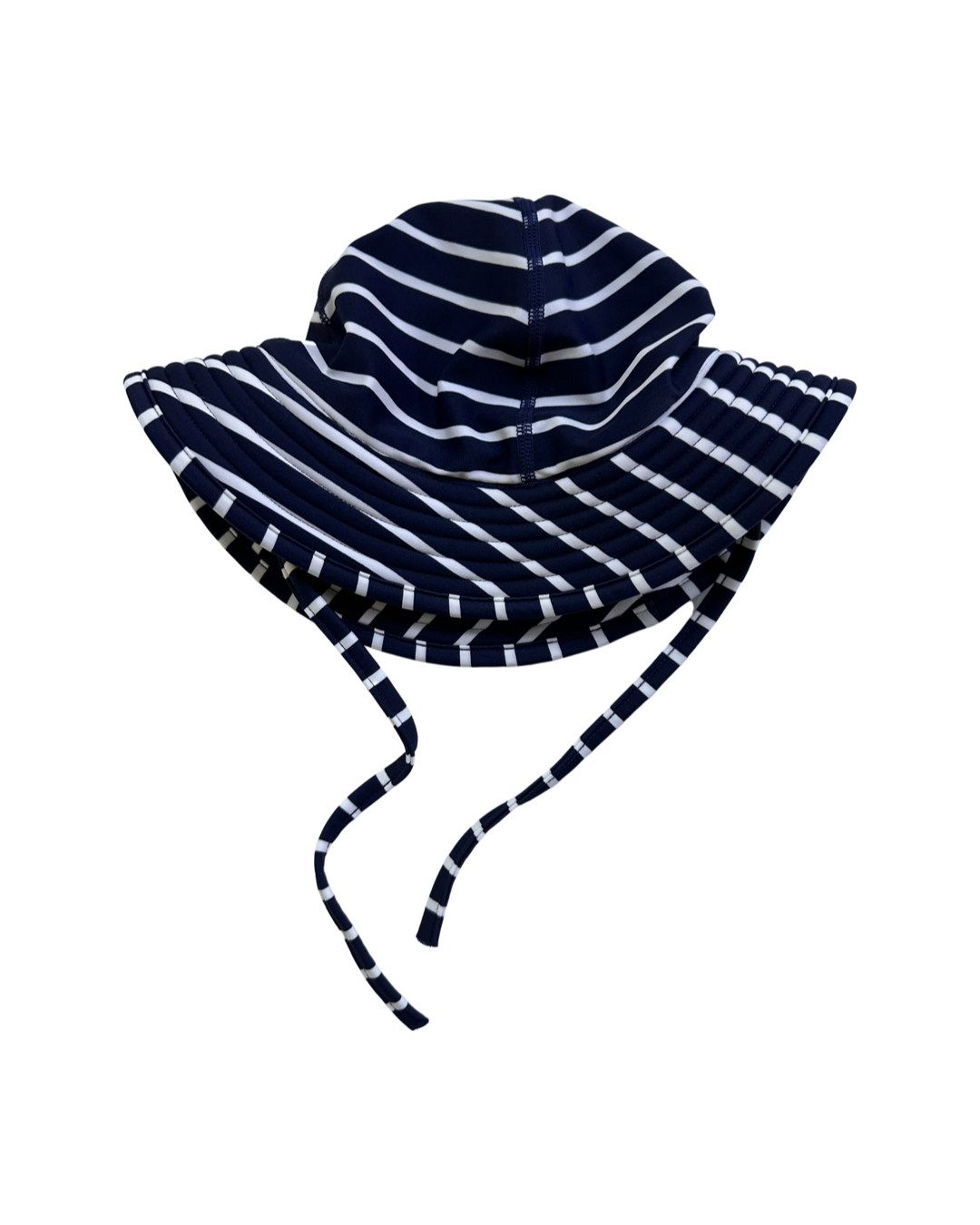 6M-12M Baby Boy Hanna Andersson Navy / White Striped RashGuard Swim Suit & Matching Sun Hat