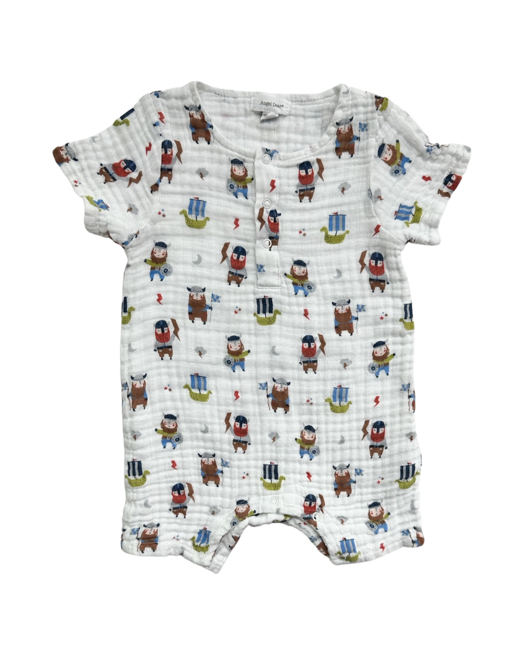 12M-18M Baby Boy Angel Dear Vikings Muslin Romper