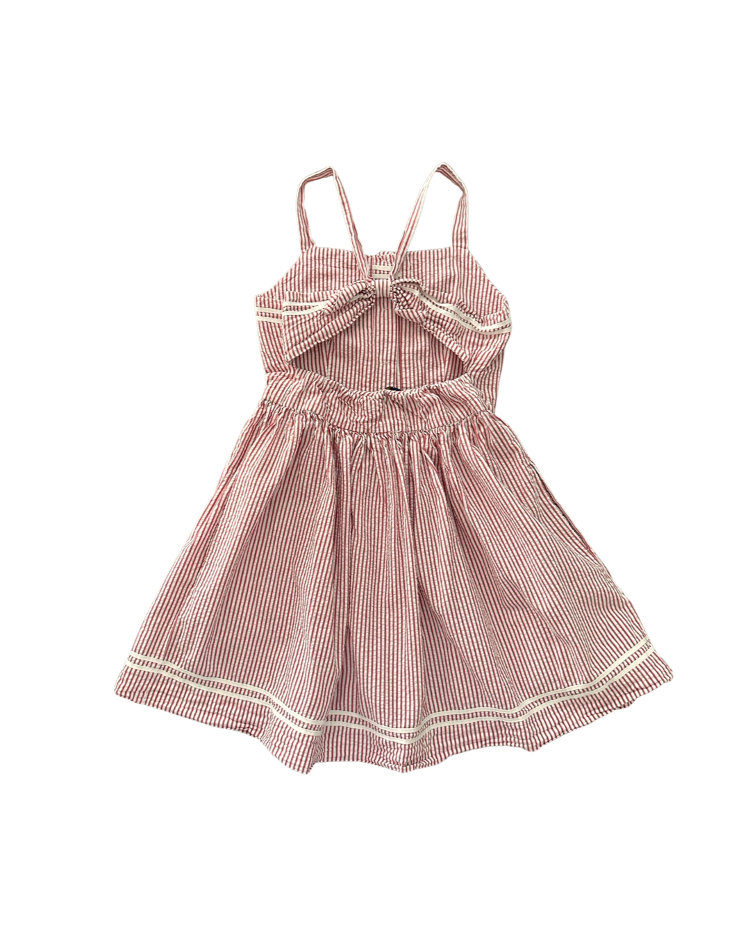 Youth Girls Size 10 Ralph Lauren Polo Red Striped Seersucker Dress