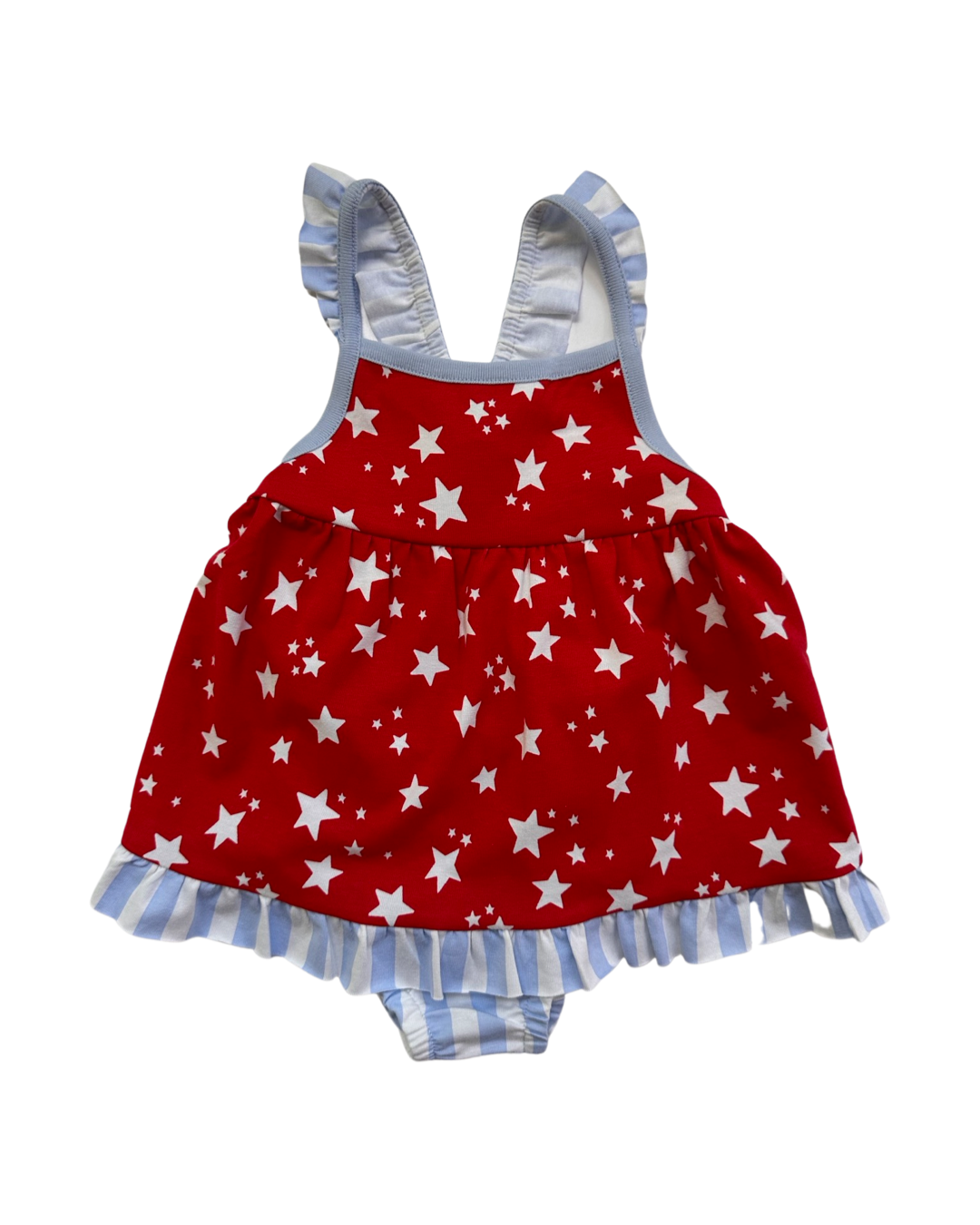 12M Baby Girl Born to Sparkle Patriotic Cat & Jack Dress and Bubble Set