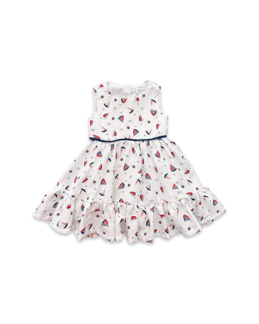 12M Baby Girl Savannah White Ruffle Bottom Sailboat Dress