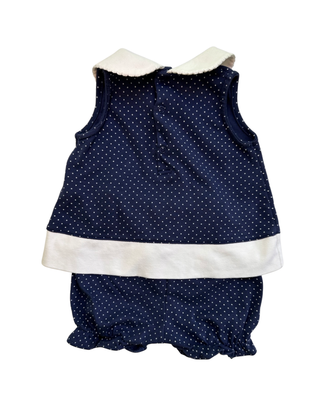3-6M Baby Girl Kissy Kissy Navy / White Polka Dot Sailboat 2pc Set