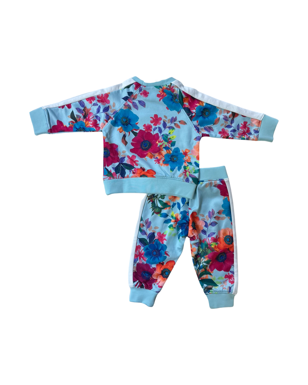 6-12M Baby Girl Size 0 Bonds Wondersuit Blue Floral Jogger Set Sweatshirt & Joggers