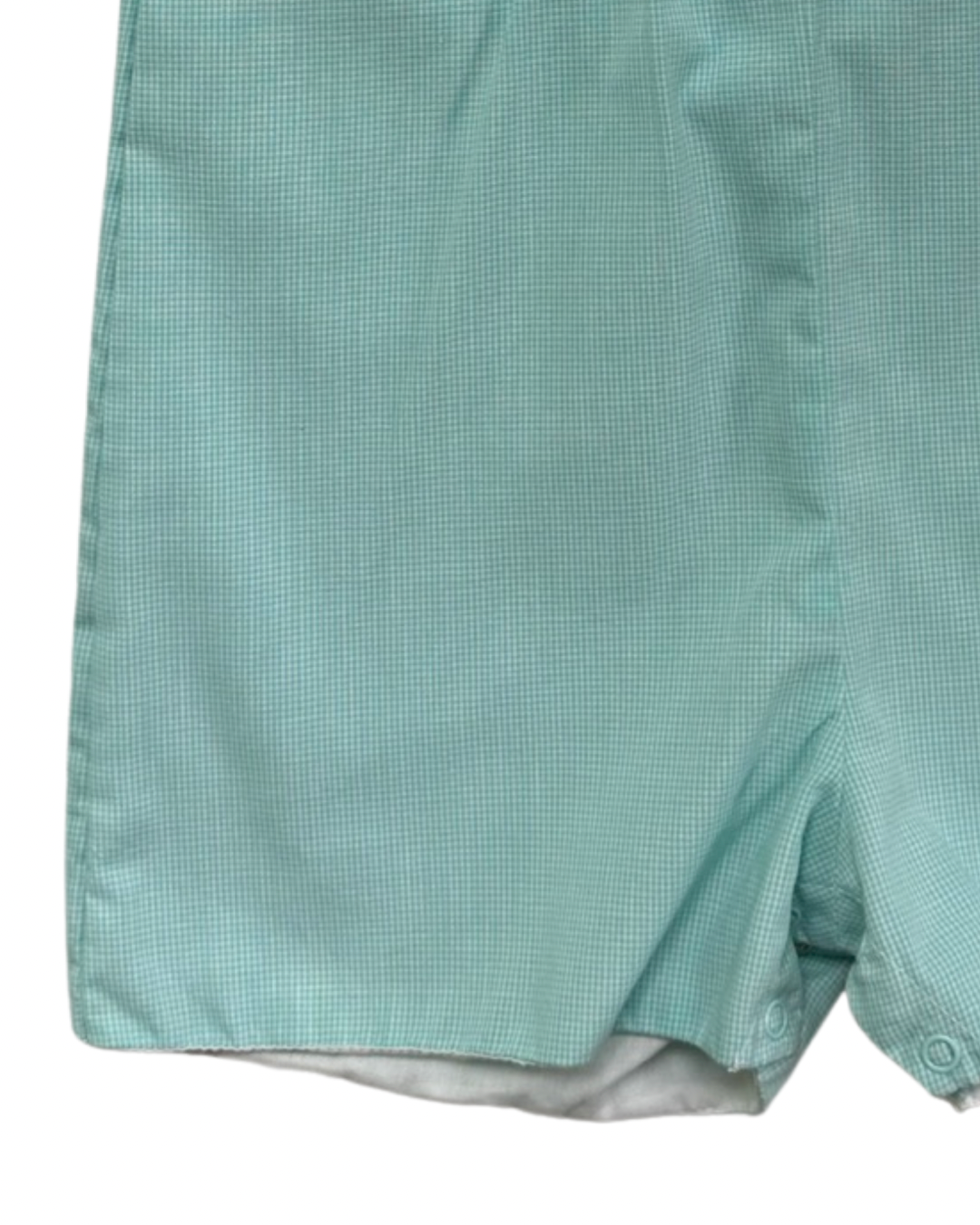 12M Baby Boy Petit Ami Aqua / Green Gingham Tractor Romper