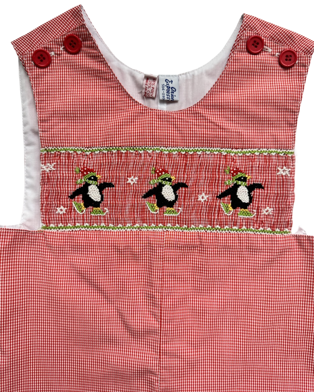 2T Toddler Boy Orient Express Red Smocked Penguin Shortall