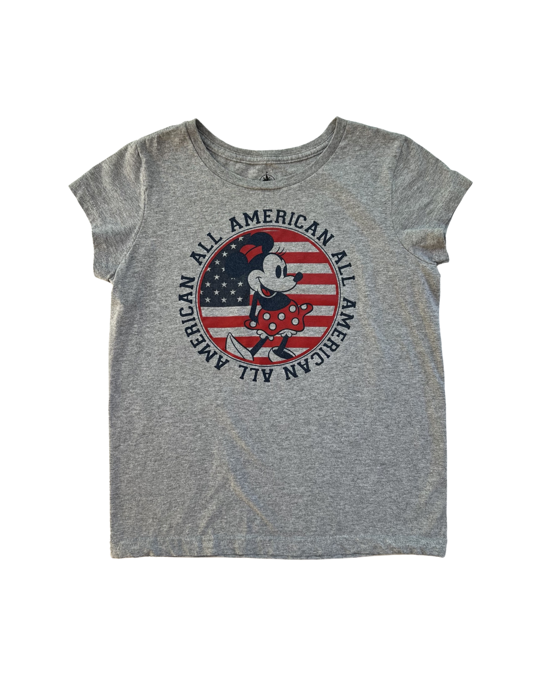 Youth Girls Size 10Y /12Y Large Disney All American Gray Minnie Mouse T-shirt