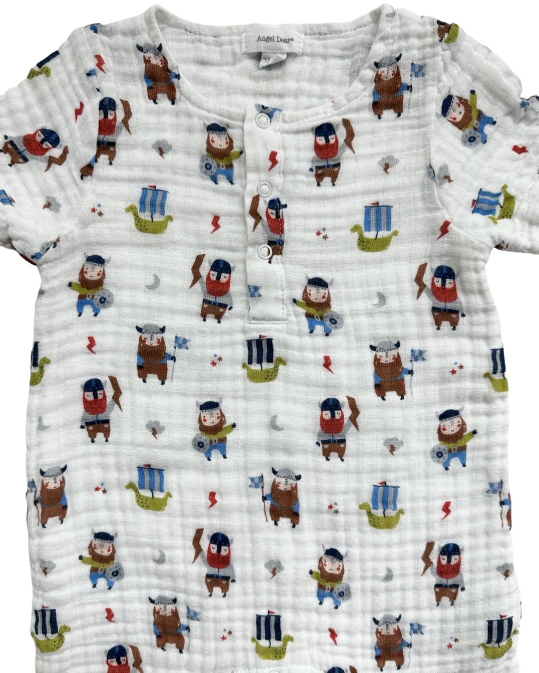 12M-18M Baby Boy Angel Dear Vikings Muslin Romper
