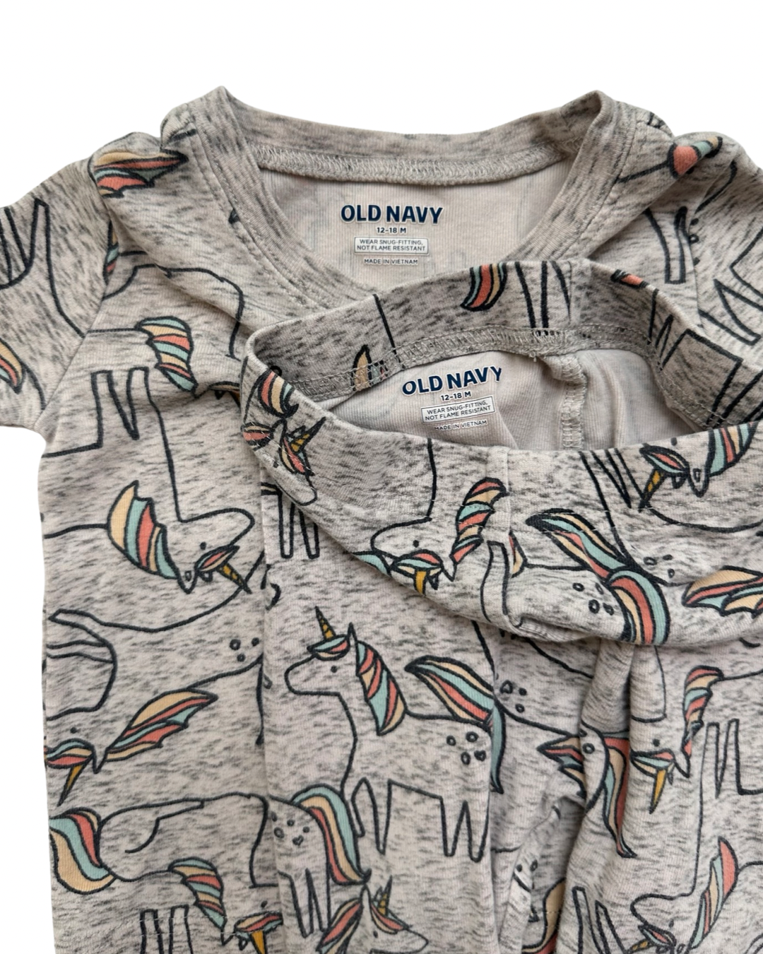 12M-18M Baby Girl Old Navy Gray Unicorn PJs