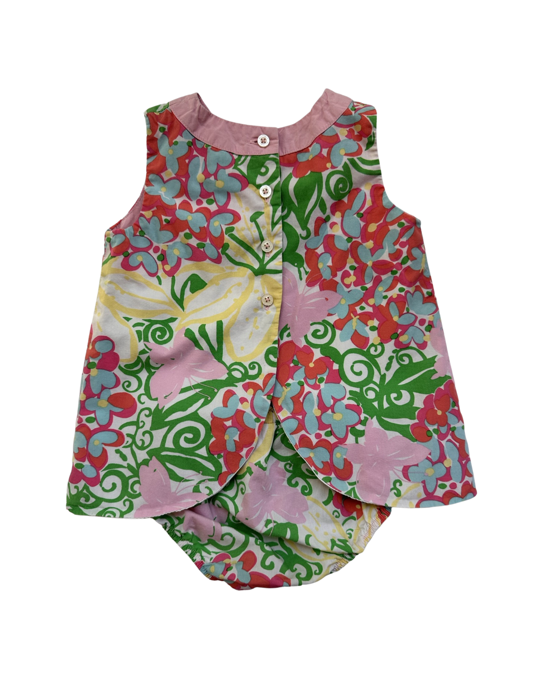 12M-18M Baby Girl Lilly Pulitzer Butterfly and Pink Floral Dress & Bloomers