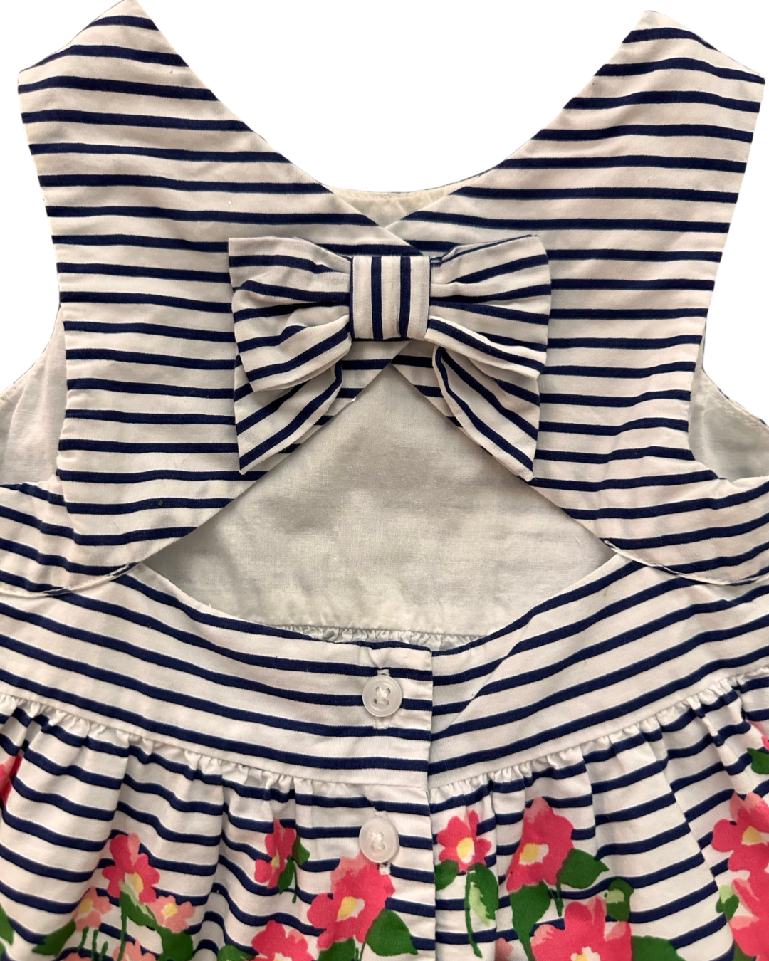 12M-18M Baby Girl Janie & Jack Navy White Striped Pink Floral Top with Matching Bloomers