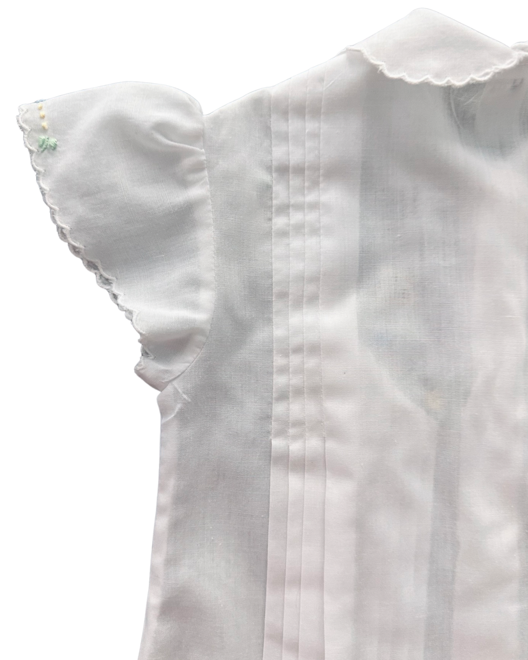 3-6M Baby Girl White Vintage Hand Embroidered Bubble