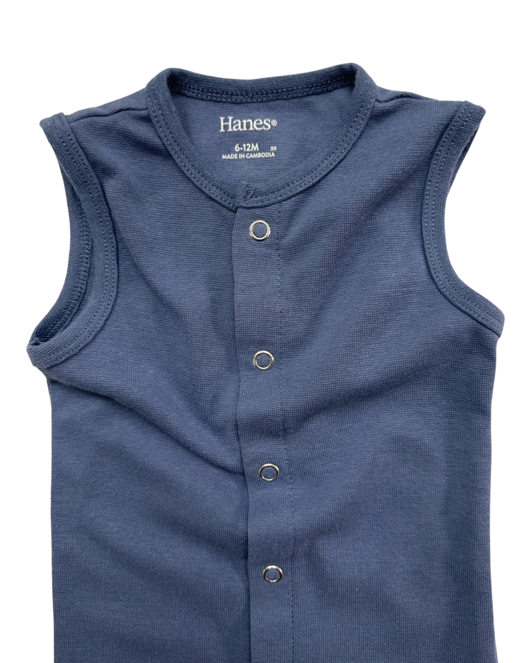 6-12M Baby Boy Blue Hanes Snap Front Romper