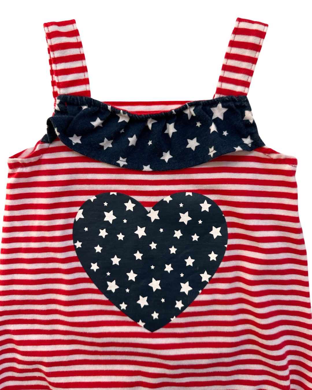 0-3M Baby Girl Patriotic Red / White Striped Bubble