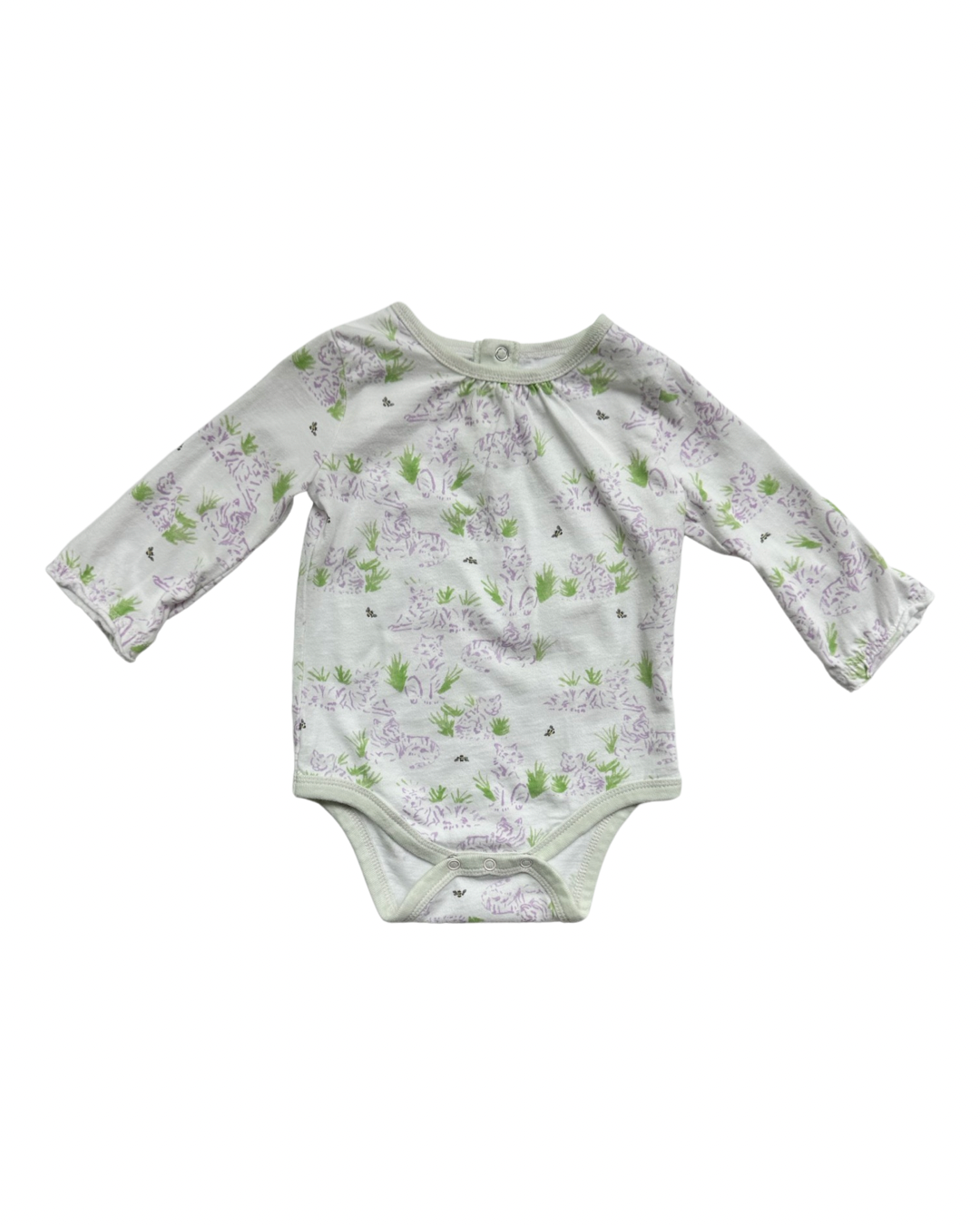3-6M Baby Girl Burt’s Bees Baby Mint Jogger / Tiger Onesie Set
