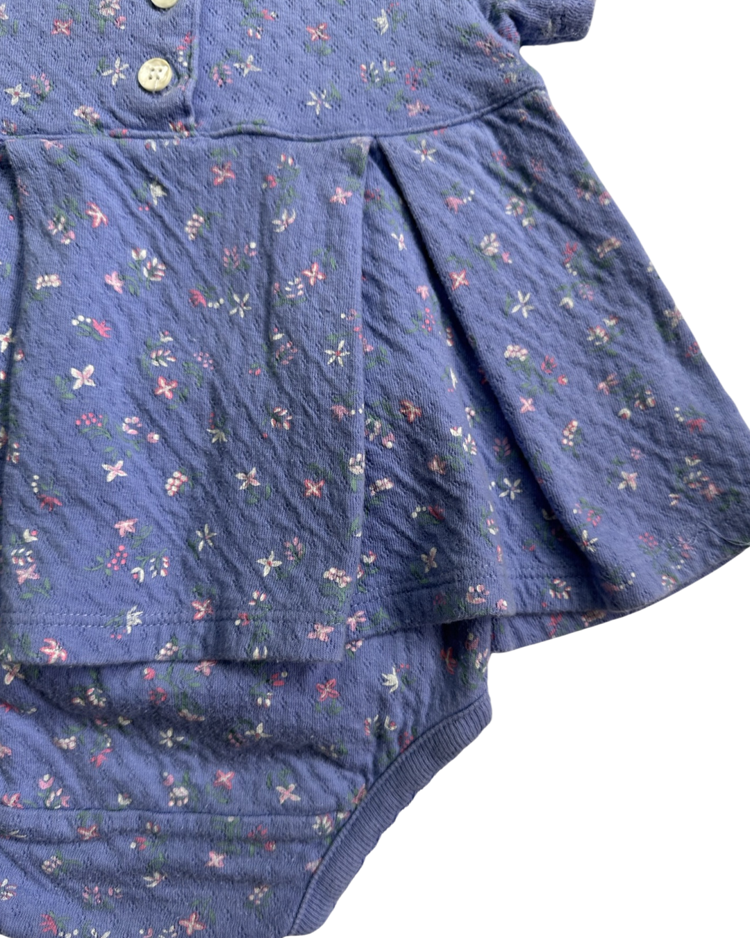 6M Baby Girl Purplish Blue Ralph Lauren Floral Dress w/ Matching Bloomers