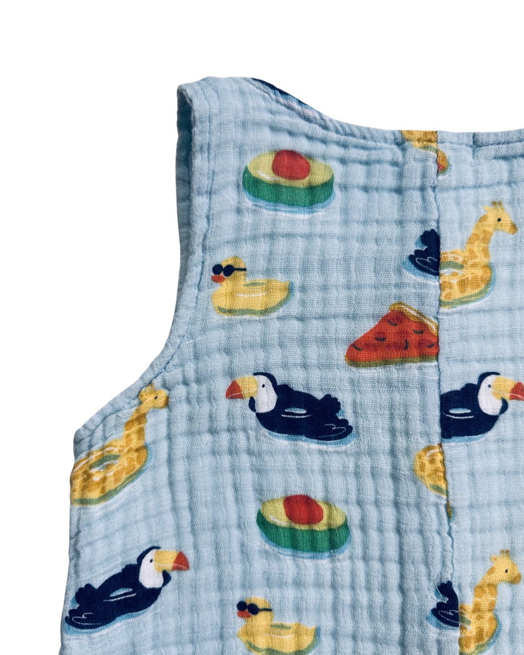 18M-24M Baby Boy Angel Dear Muslin Pool Floaties Shortie Romper