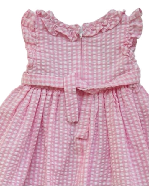6-9M Baby Girl Pink Gingham Bonnie Baby Smocked Floral Dress with Bloomers