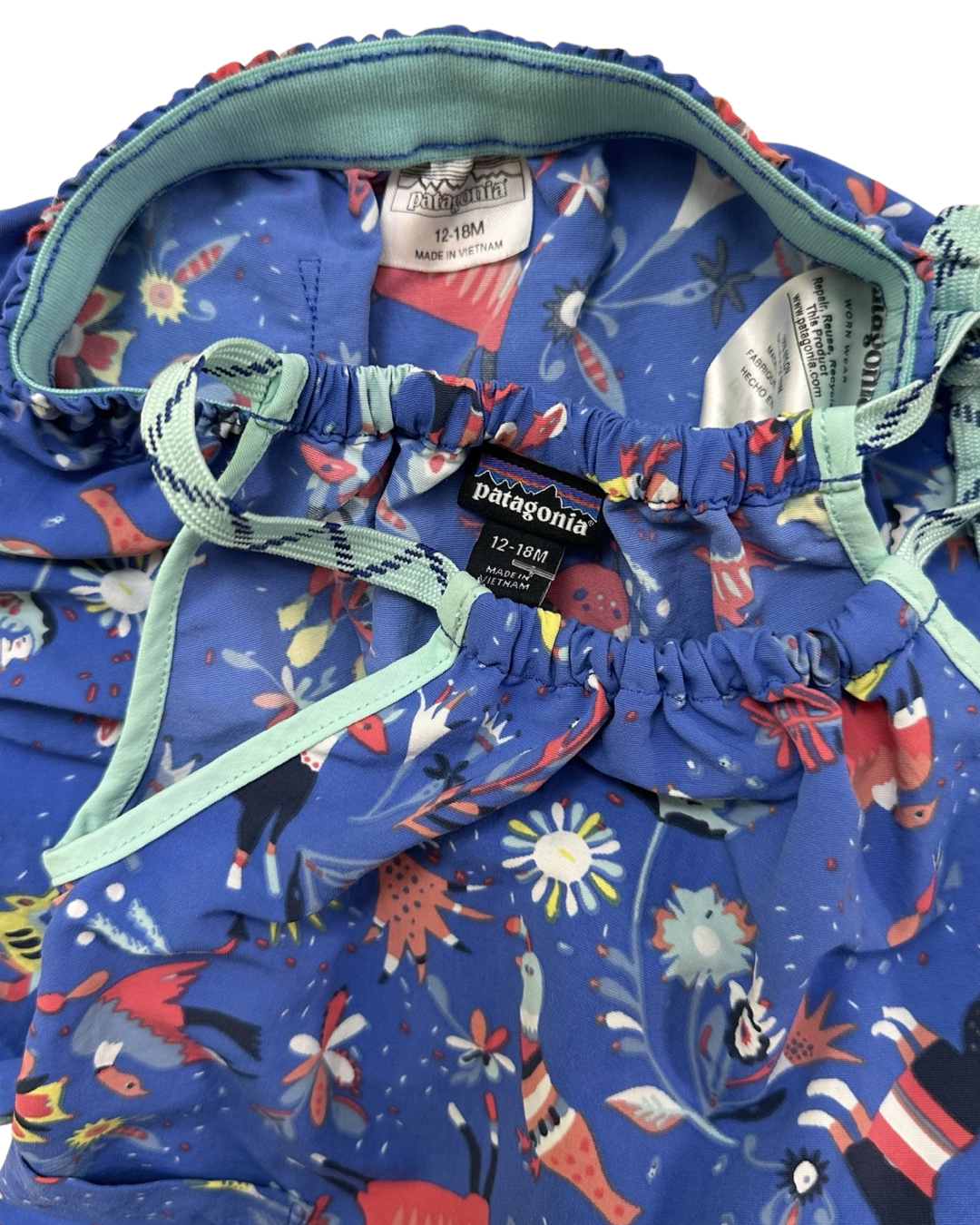 12M-18M Baby Girl Patagonia Mono Meadow Blue Baggies Outfit Set