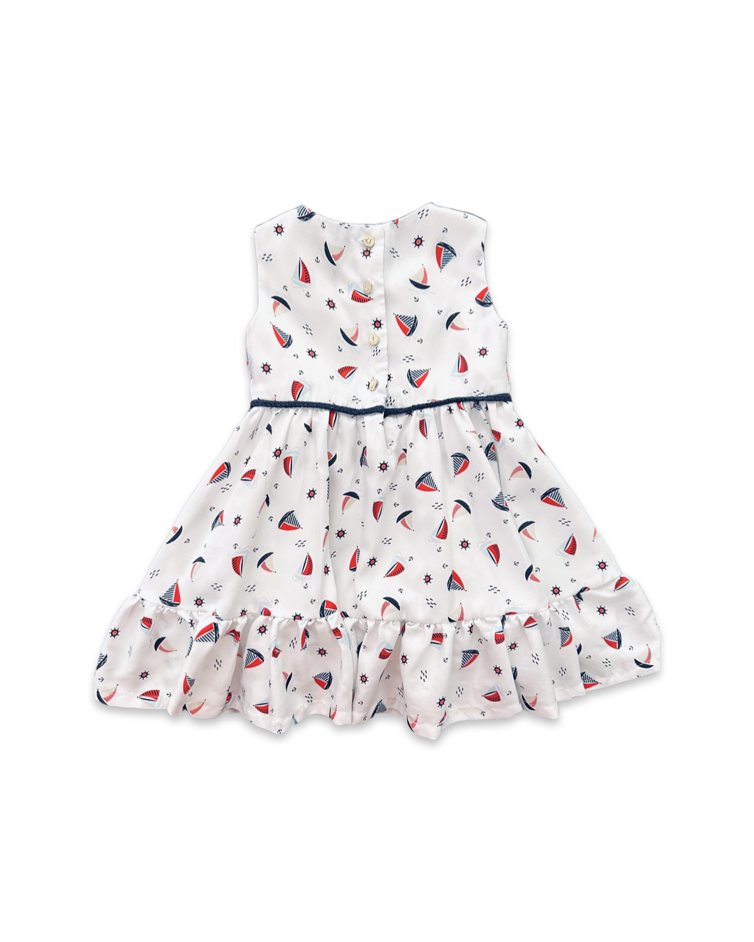 12M Baby Girl Savannah White Ruffle Bottom Sailboat Dress
