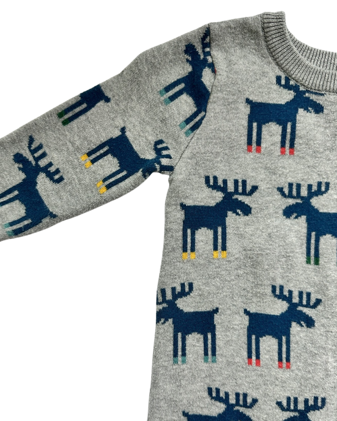 3-6M Baby Boy Baby Gap Gray Reindeer Sweater Romper