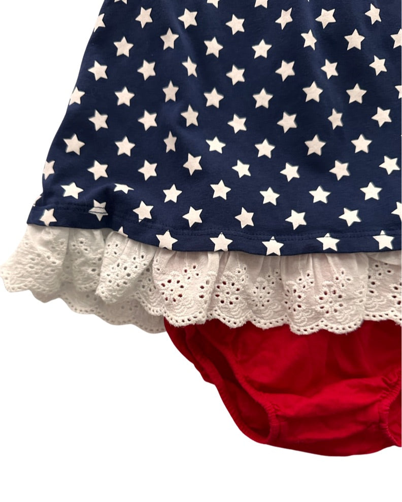 12M-18M Baby Girl American Stars Dress with Matching Red Bloomers