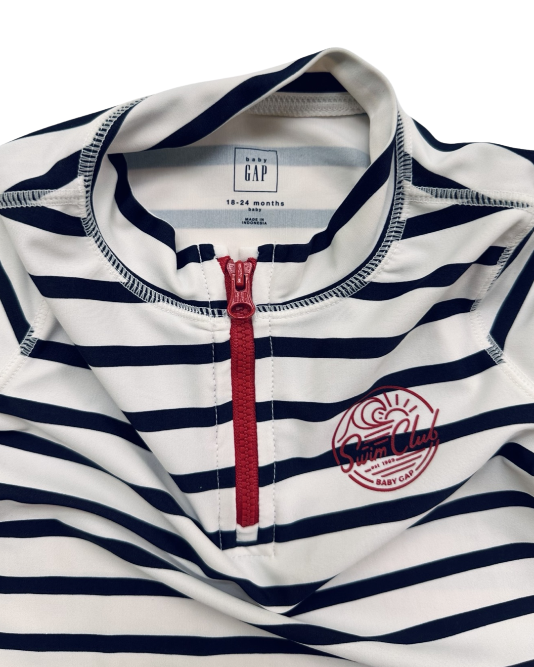18M-24M Baby Boy Baby Gap Swim Club Navy / White Rash Guard Swim Suit