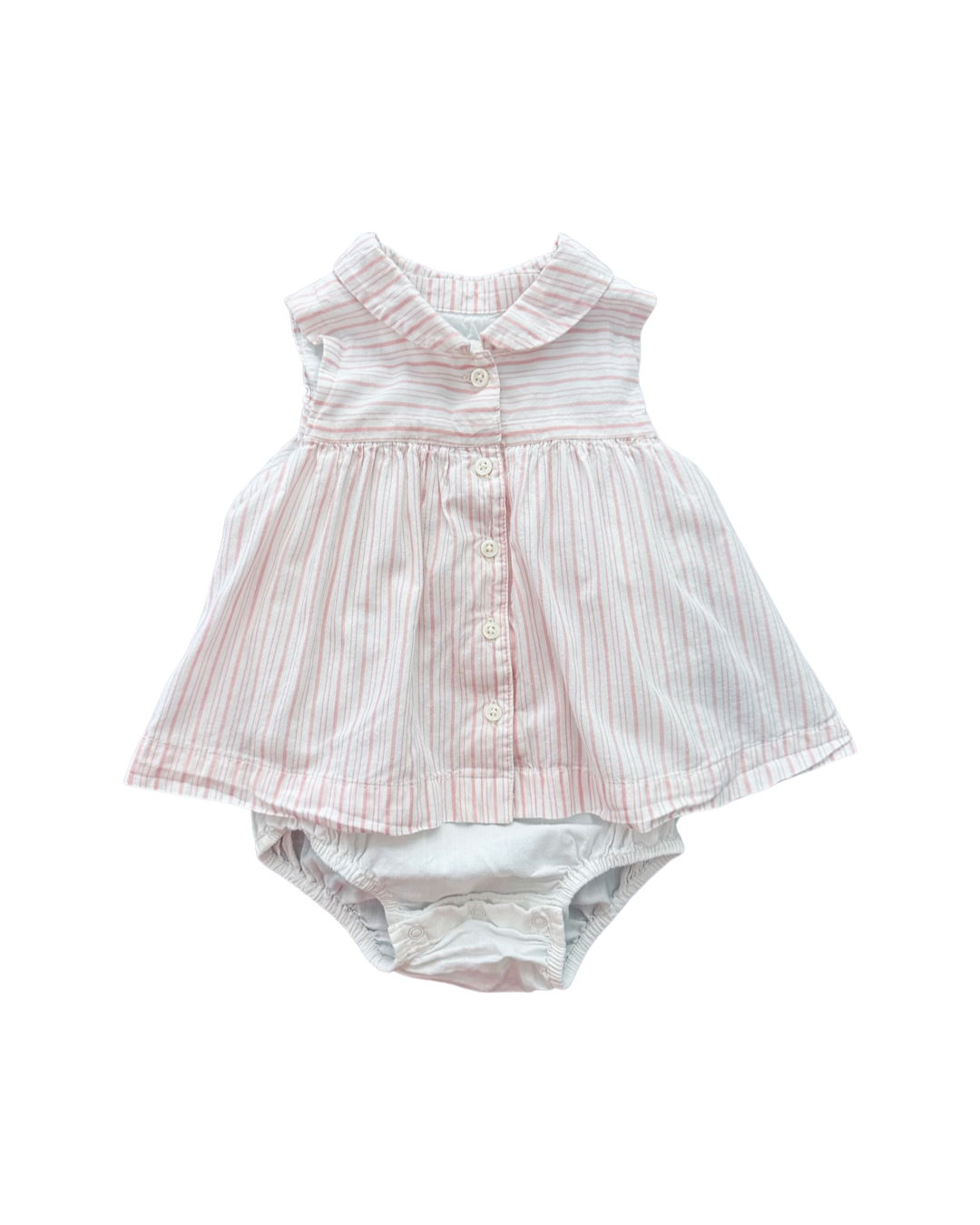 6-12M Baby Girl Baby Gap Pink / White Striped Onesie Dress