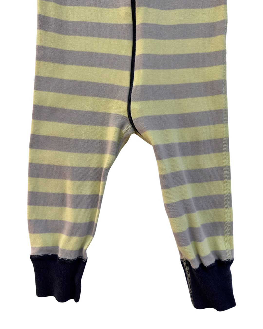 9M-12M Baby Boy Hanna Andersson Organic Cotton Citrus Yellow and Gray Striped Zippered Sleeper PJs