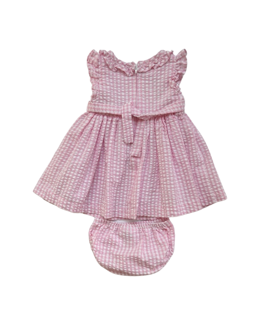 6-9M Baby Girl Pink Gingham Bonnie Baby Smocked Floral Dress with Bloomers