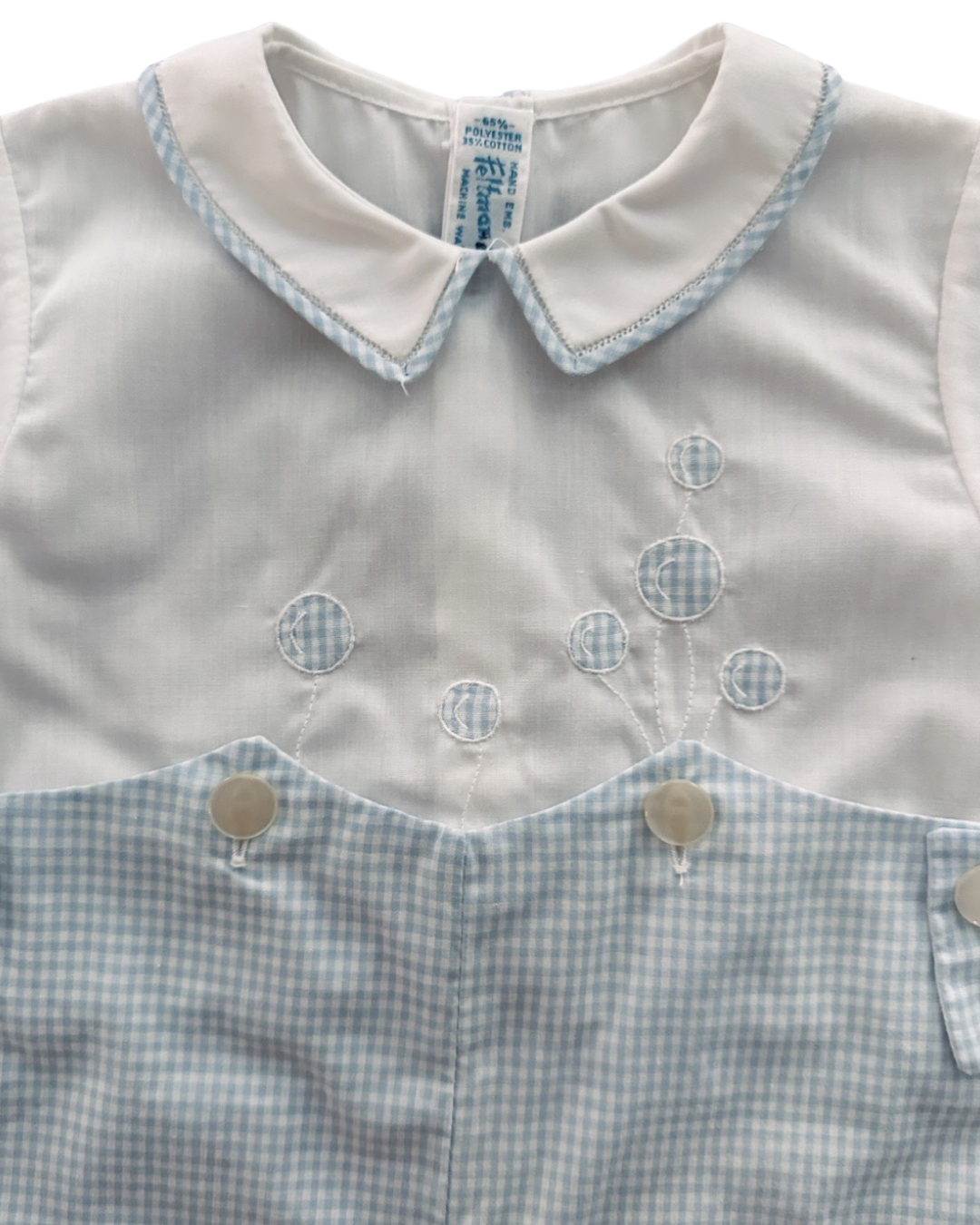 6M Baby Boy Classic Feltman Bros Light Blue Gingham Romper