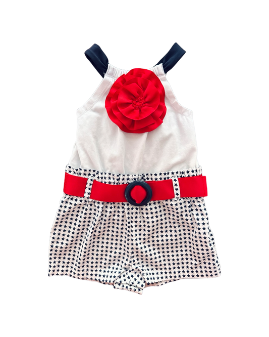 12M Baby Girl Savannah American Patriotic Romper