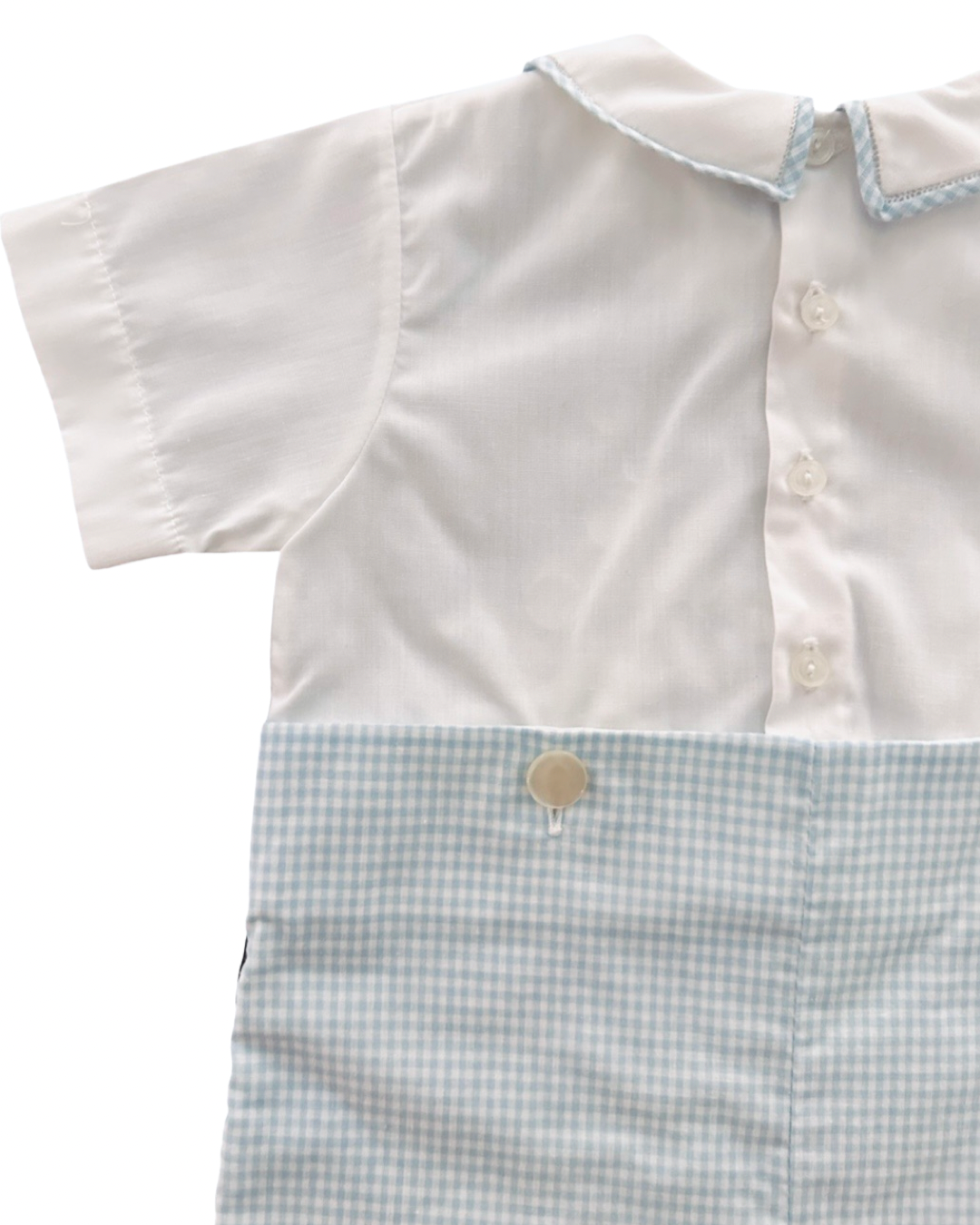 6M Baby Boy Classic Feltman Bros Light Blue Gingham Romper