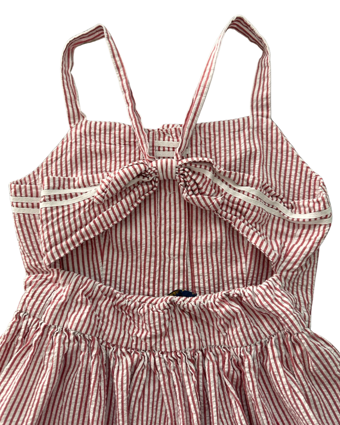 Youth Girls Size 10 Ralph Lauren Polo Red Striped Seersucker Dress