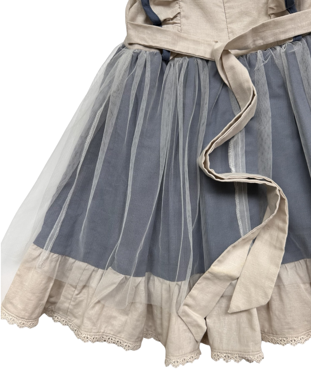 4T Toddler Girl Only Little Once Flutter Sleeve Tulle Dress with Floral Embroidered Top