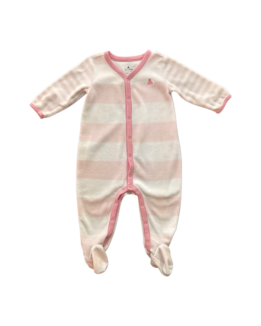 6-9M Baby Girl Baby Gap Pink and White Striped Terry Sleeper